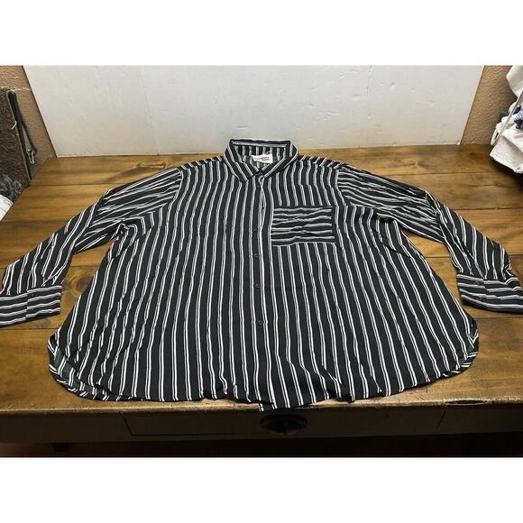 Savanna Jane Tunic Top Women Size 3X Black White Striped Blouse NWT - Picture 1 of 10